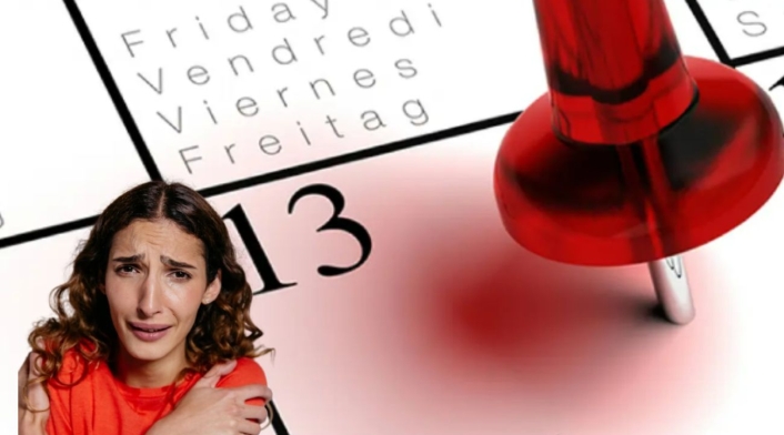 Por qué el martes 13 es día de mala suerte Calendario y una mujer asustada