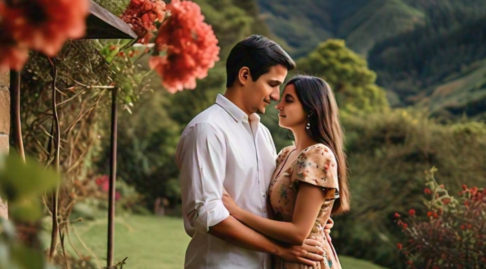 Pareja en un lugar romántico Pareja