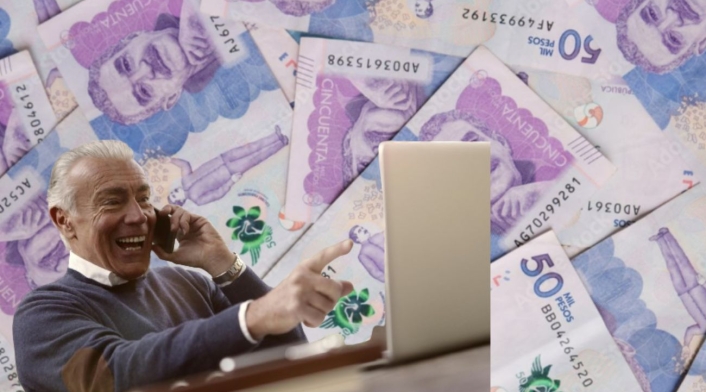 Opciones para pensionarse si no cumple con las semanas cotizadas Billetes de fondo y un hombre celebrando