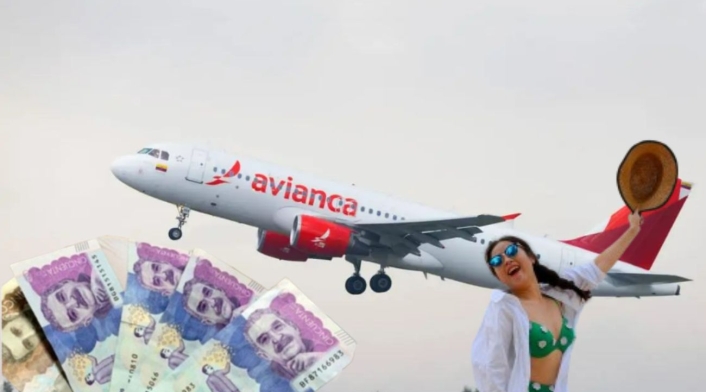 Tiquetes baratos en Avianca Avión de Avianca, billetes y una mujer con un sombrero