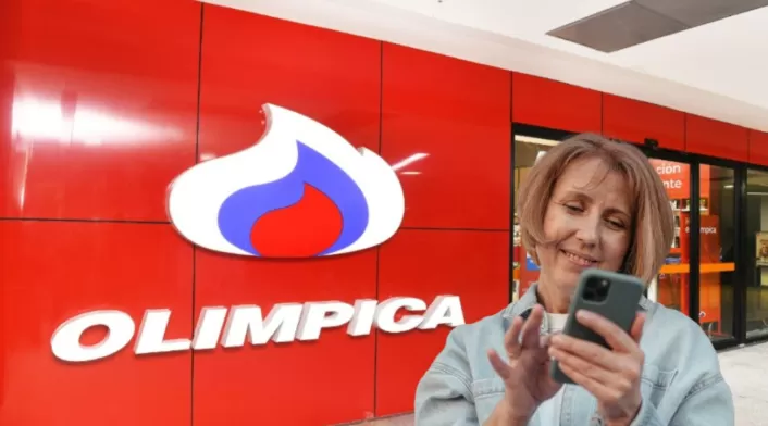 Descuentos en iPhone en Olímpica Olímpica y una mujer con el celular