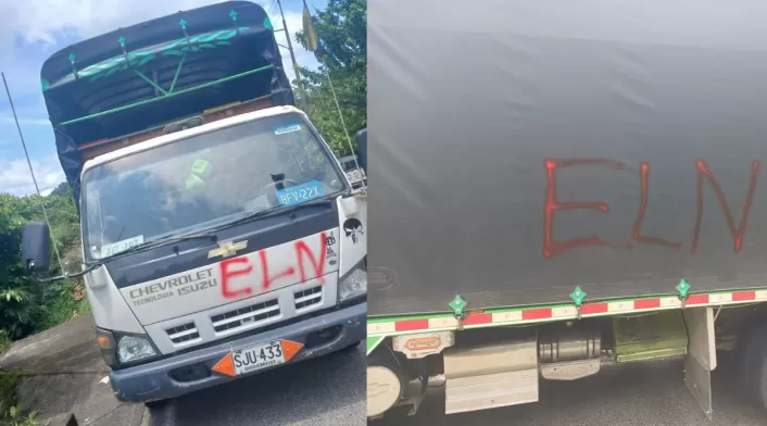 Vehículos marcados con siglas alusivas al ELN