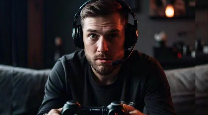 Un hombre jugando videojuegos Jugador de videojuegos
