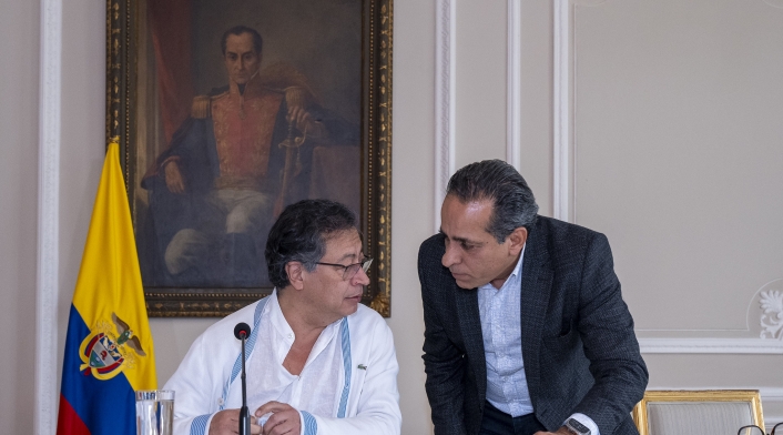 Presidente Gustavo Petro y director del DNP, Alexander López.