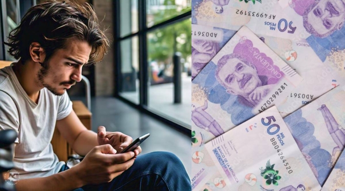 Usuario de celular revisando apps bancarias Usuario de celular revisando apps bancarias