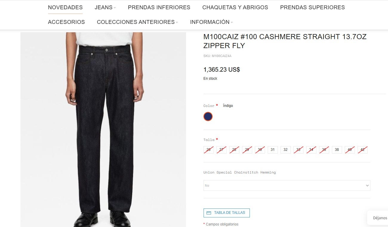El modelo de Momotaro Jeans que cuesta cerca de 6 millones de pesos colombianos El modelo de Momotaro Jeans que cuesta cerca de 6 millones de pesos colombianos