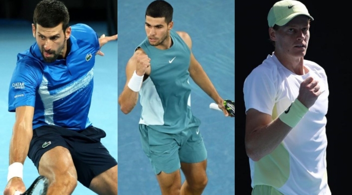 Novak Djokovic, Carlos Alcaraz y Jannik Sinner Novak Djokovic, Carlos Alcaraz y Jannik Sinner