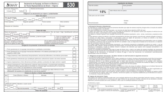 Formulario 530 Dian dinero avión Formulario 530 Dian dinero avión