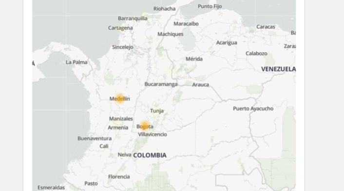 Mapa fallas ChatGPT en Colombia Mapa fallas ChatGPT