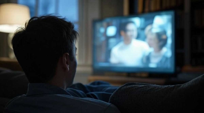 Una persona viendo televisión persona viendo televisión