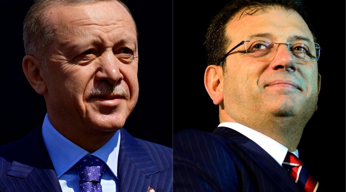 Presidente turco Recep Tayyip Erdogan y alcalde de Estambul, Ekrem Imamoglu