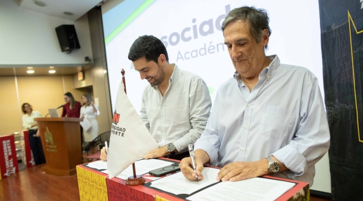 Firma de convenio entre la Universidad del Norte y AMV.