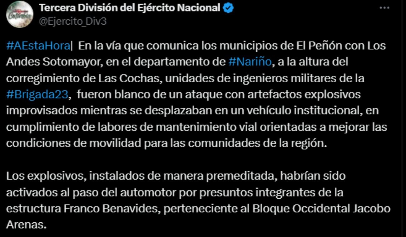 Atentado en Nariño Atentado en Nariño