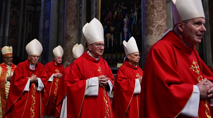 Los cardenales Robert Prevost y Pietro Parolin