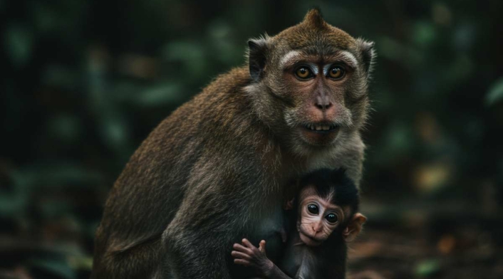 Mono secuestra crías de otros animales Mono secuestra crías