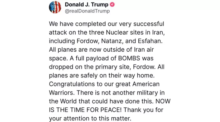 Donald Trump confirmó ataque a tres instalaciones nucleares en Irán Donald Trump confirmó ataque a tres instalaciones nucleares en Irán