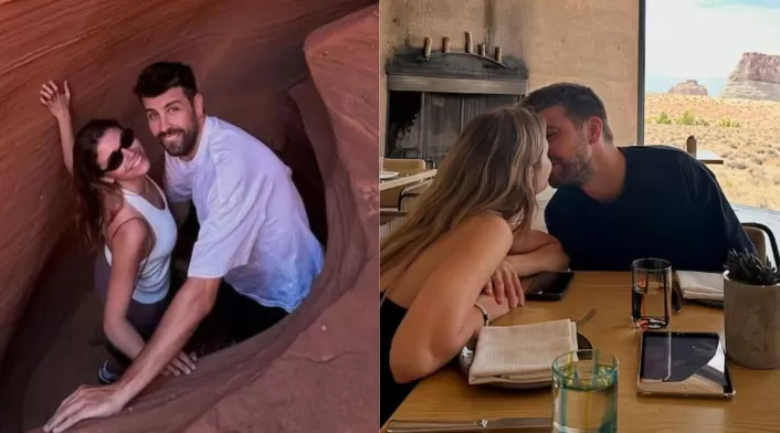 En una de las fotos, Piqué aparece besando a Clara mientras desayunan al aire libre. En una de las fotos, Piqué aparece besando a Clara mientras desayunan al aire libre.