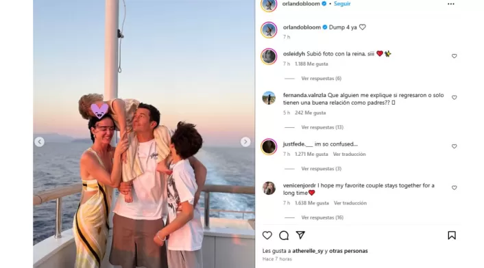 El viaje se realizó pocos días después de que Bloom y Perry anunciaran públicamente su separación. El viaje se realizó pocos días después de que Bloom y Perry anunciaran públicamente su separación.