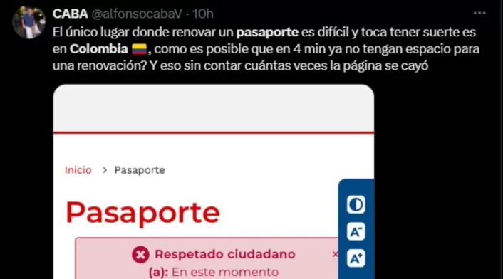 Falla página pasaportes Colombia Falla página pasaportes Colombia
