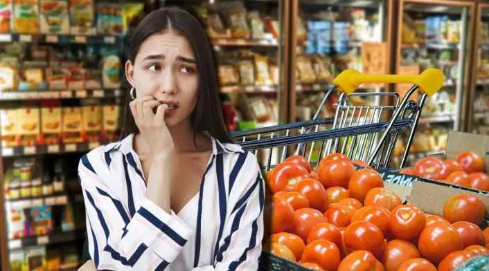 Mujer con productos saludables Mujer con productos saludables