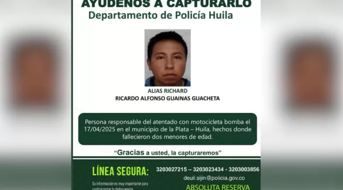 Identifican a alias “Richard”, como el presunto autor material de la motobomba en La Plata, Huila