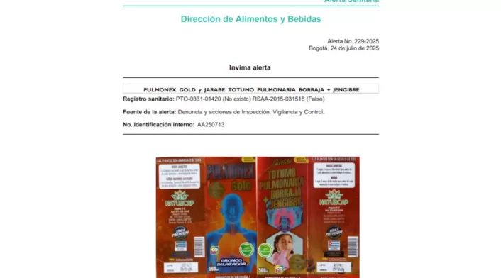 Invima lanza aleta sanitaria por jarabe de tos Invima lanza aleta sanitaria por jarabe de tos