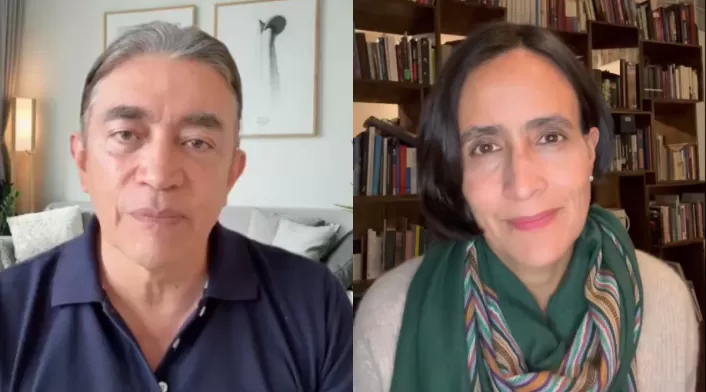 Collage de imágenes del exdirector del DPS Gustavo Bolívar y la exministra de Ambiente Susana Muhamad