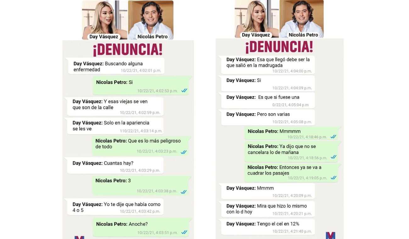 Supuestas conversaciones entre Nicolás Petro y Day Vásquez sobre Gustavo Petro