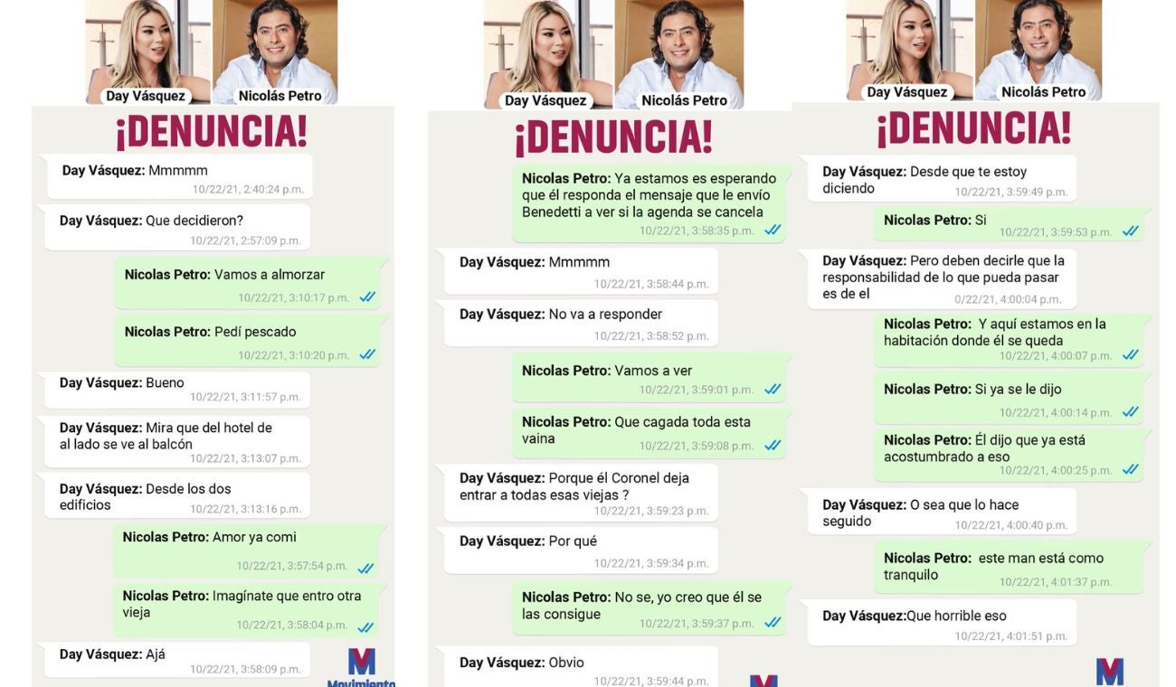 Supuestas conversaciones entre Nicolás Petro y Day Vásquez sobre Gustavo Petro