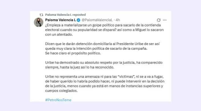 Trino de Paloma Valencia Trino de Paloma Valencia