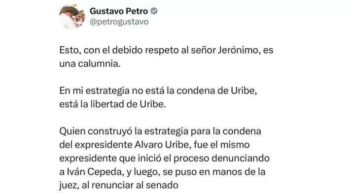 Gustavo Petro le respondió a Jerónimo Uribe Gustavo Petro le respondió a Jerónimo Uribe
