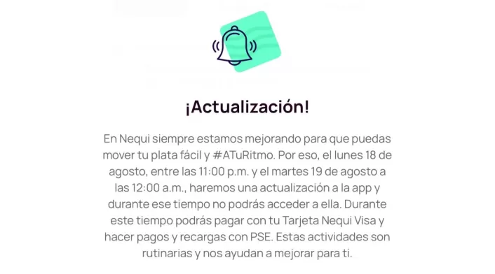 Nequi suspenderá su servicio este puente festivo Nequi suspenderá su servicio este puente festivo