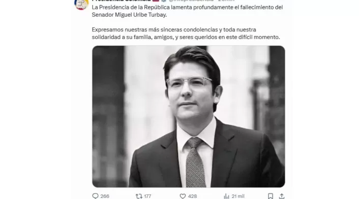 Presidencia de Colombia por muerte de Miguel Uribe Turbay Presidencia de Colombia por muerte de Miguel Uribe Turbay