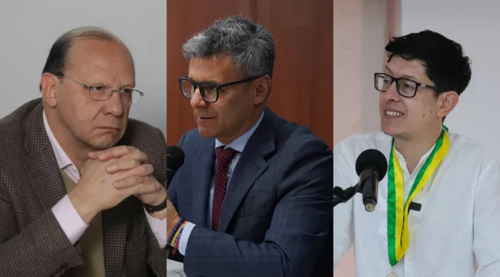 Combo de imágenes de archivo del ministro de Hacienda, Germán Ávila; el presidente del Icetex, Álvaro Urquijo, y el ministro de Educación, Daniel Rojas