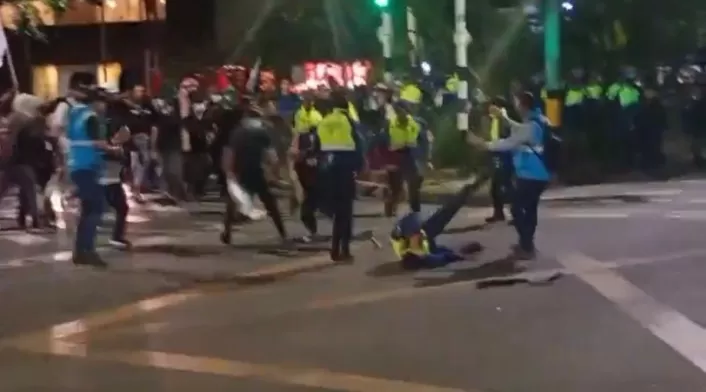 Desmanes en manifestación pro- palestina en Medellín
