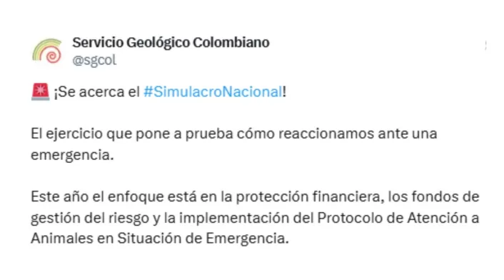 Simulacro nacional de emergencia en Colombia Simulacro nacional de emergencia en Colombia