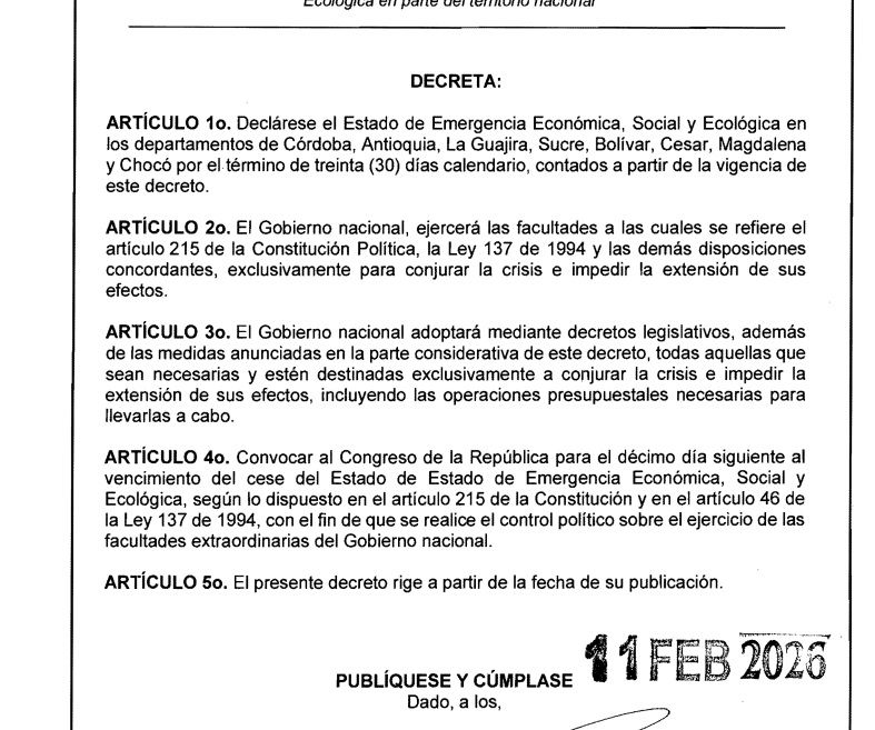 Decreto de emergencia económica y social 0150.