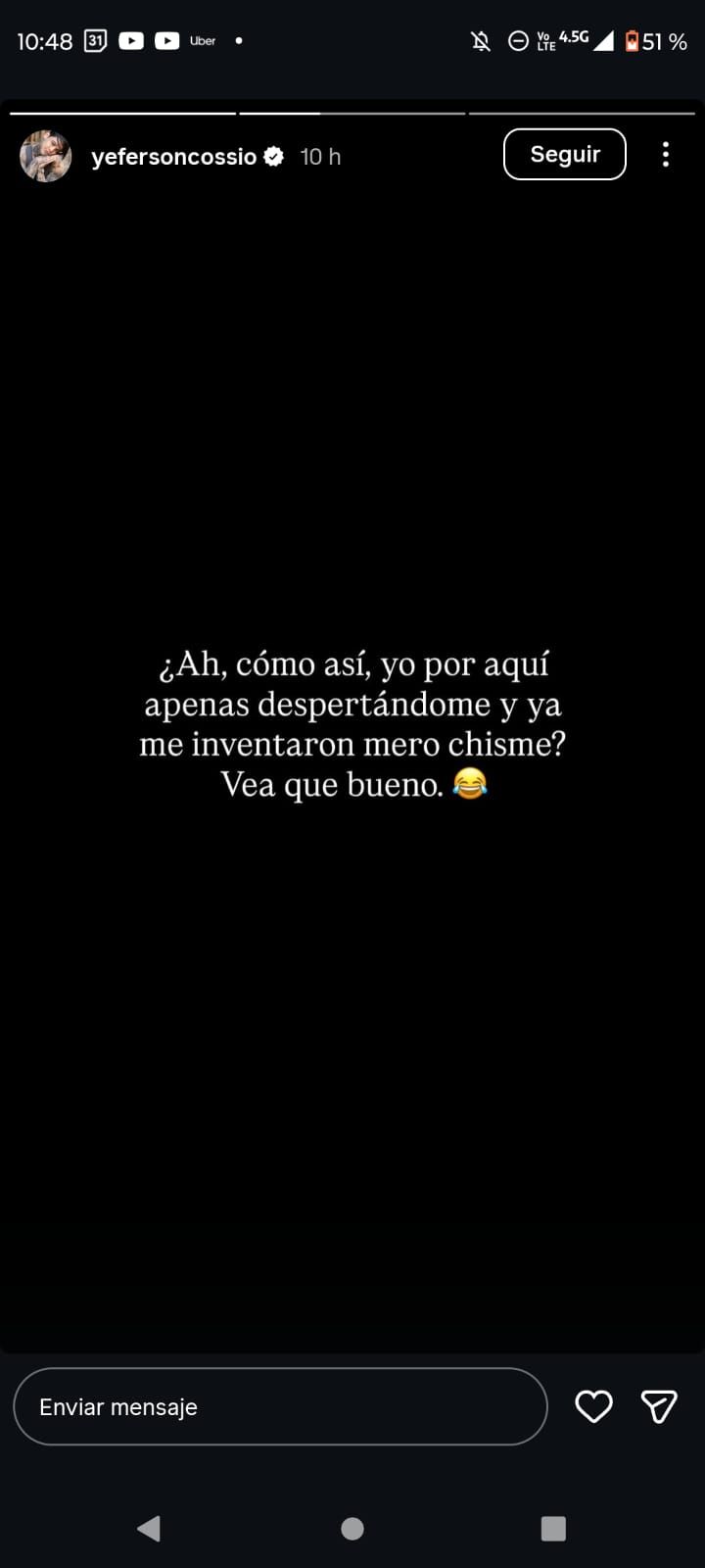 Respuesta de Yeferson Cossio tras polémica con Avianca