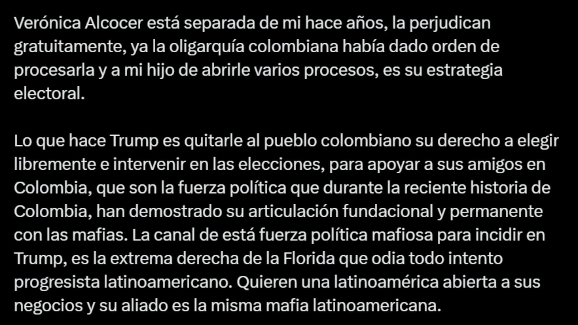 Gustavo Petro confirmó que él y Verónica Alcocer están separados