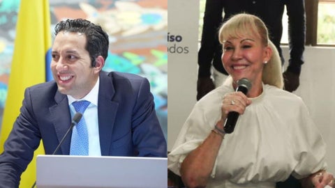 El presidente de la Cámara de Representantes, Julián López, y la gobernadora del Valle del Cauca, Dilian Francisca Toro.