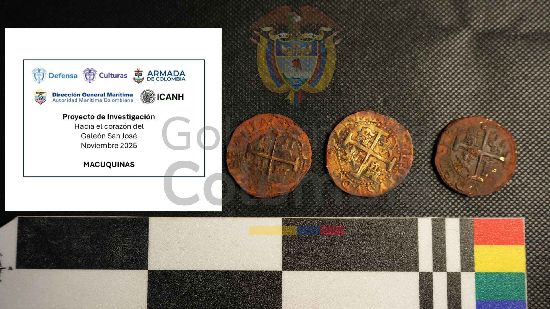 Monedas recuperadas del Galeón San José