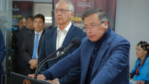 Presidente Gustavo Petro y ministro de Salud, Guillermo Alfonso Jaramillo.