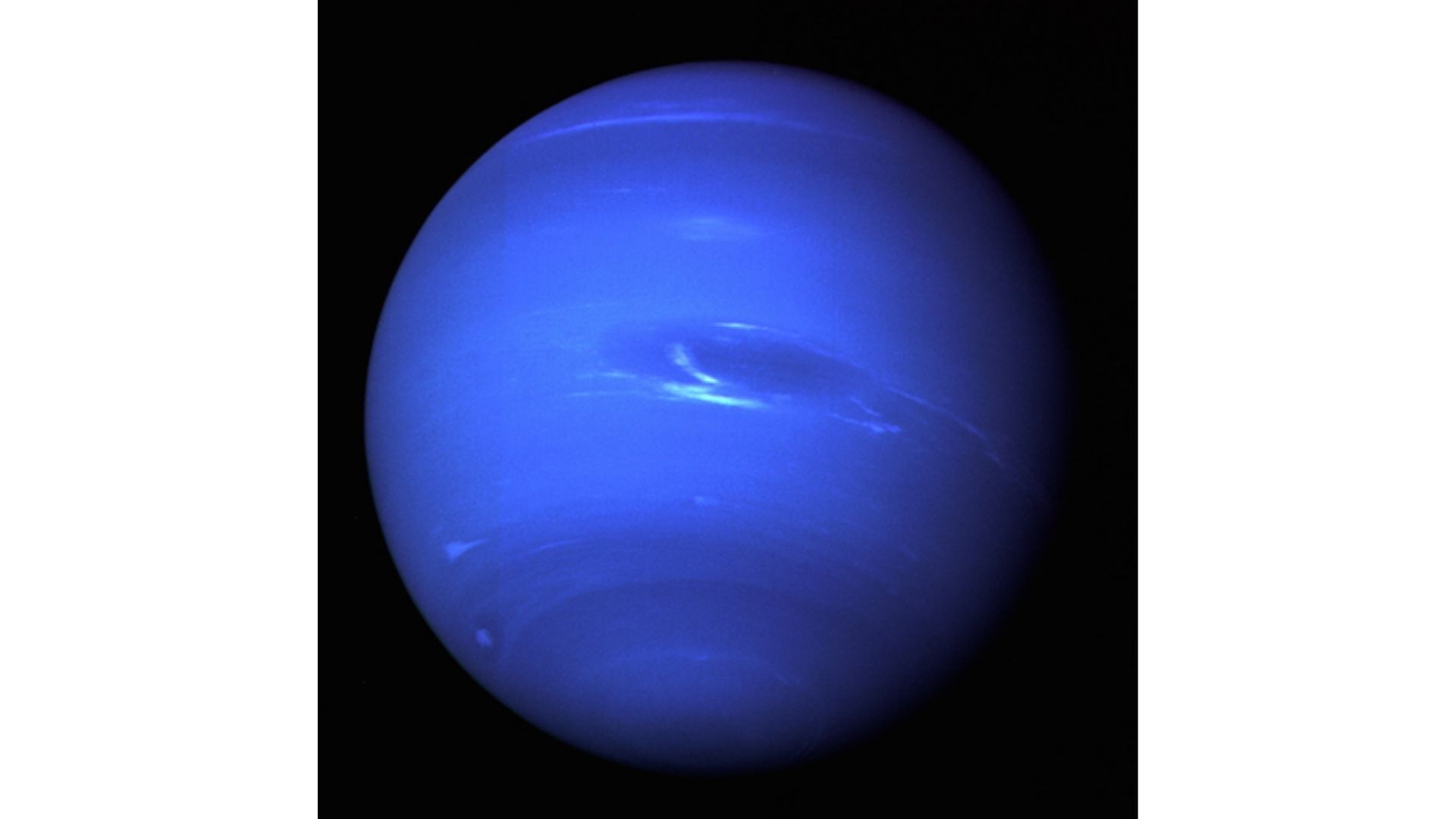 Esta imagen de Neptuno se elaboró a partir de las fotografías captadas por la sonda Voyager 2 de la NASA en 1989.