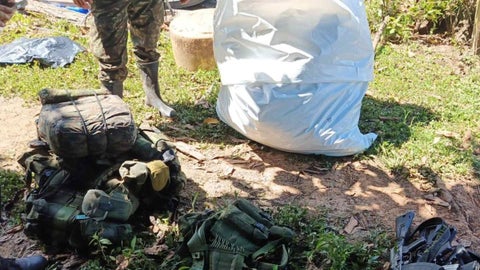 Material de guerra incautado por el Ejército.