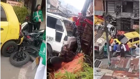 Grúa sin frenos dejó cuatro heridos en Medellín
