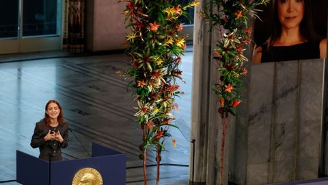 Ana Sosa, hija de María Corina Machado, dio el discurso por su madre en Oslo.