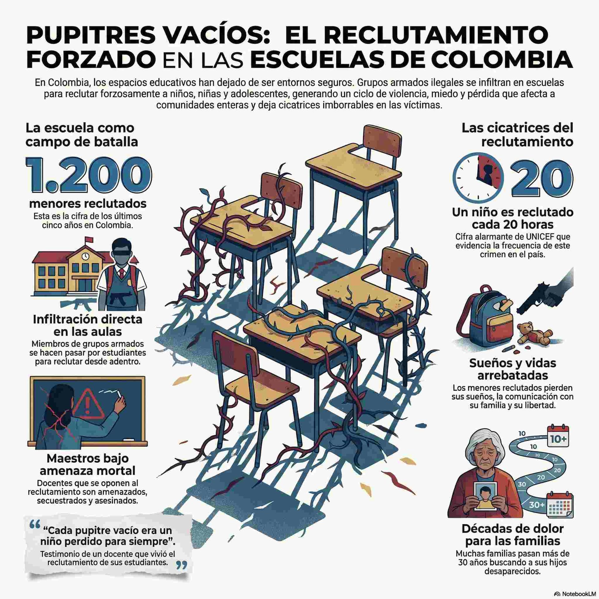 Infografía - Niños Reclutados - Escuelas