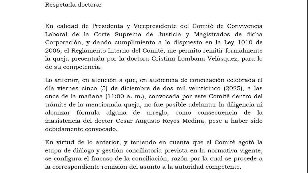 Remisión de Queja de la Corte Suprema de Justicia