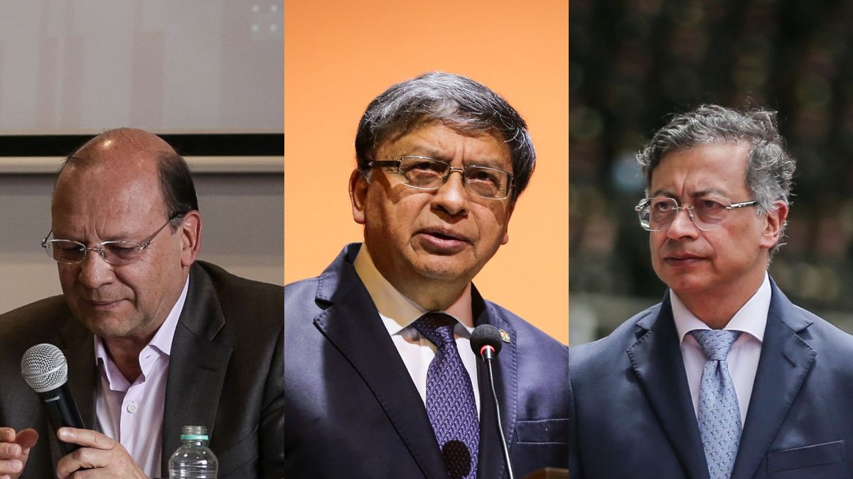 El ministro de Hacienda, Germán Ávila; el presidente de la Corte Constitucional, Jorge Enrique Ibáñez, y el presidente de Colombia, Gustavo Petro. Si el Gobierno decreta la emergencia económica, vendrá un fuerte pulso jurídico.