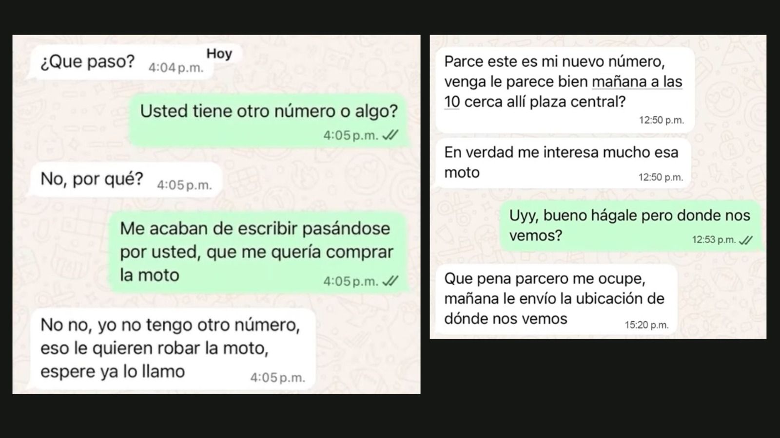 Los delincuentes se presentan como compradores interesados, establecen un trato cordial a través de chats y solicitan revisar o probar la motocicleta. Una vez en el sitio, aprovechan un descuido del propietario para huir con el vehículo.